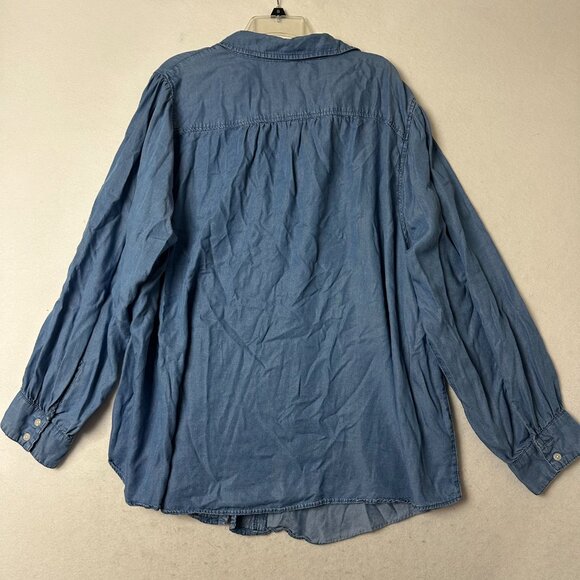 Torrid shirt sz 4x  Long Sleeve Button Up Denim chambray eyelet trim v neck - Picture 7 of 7